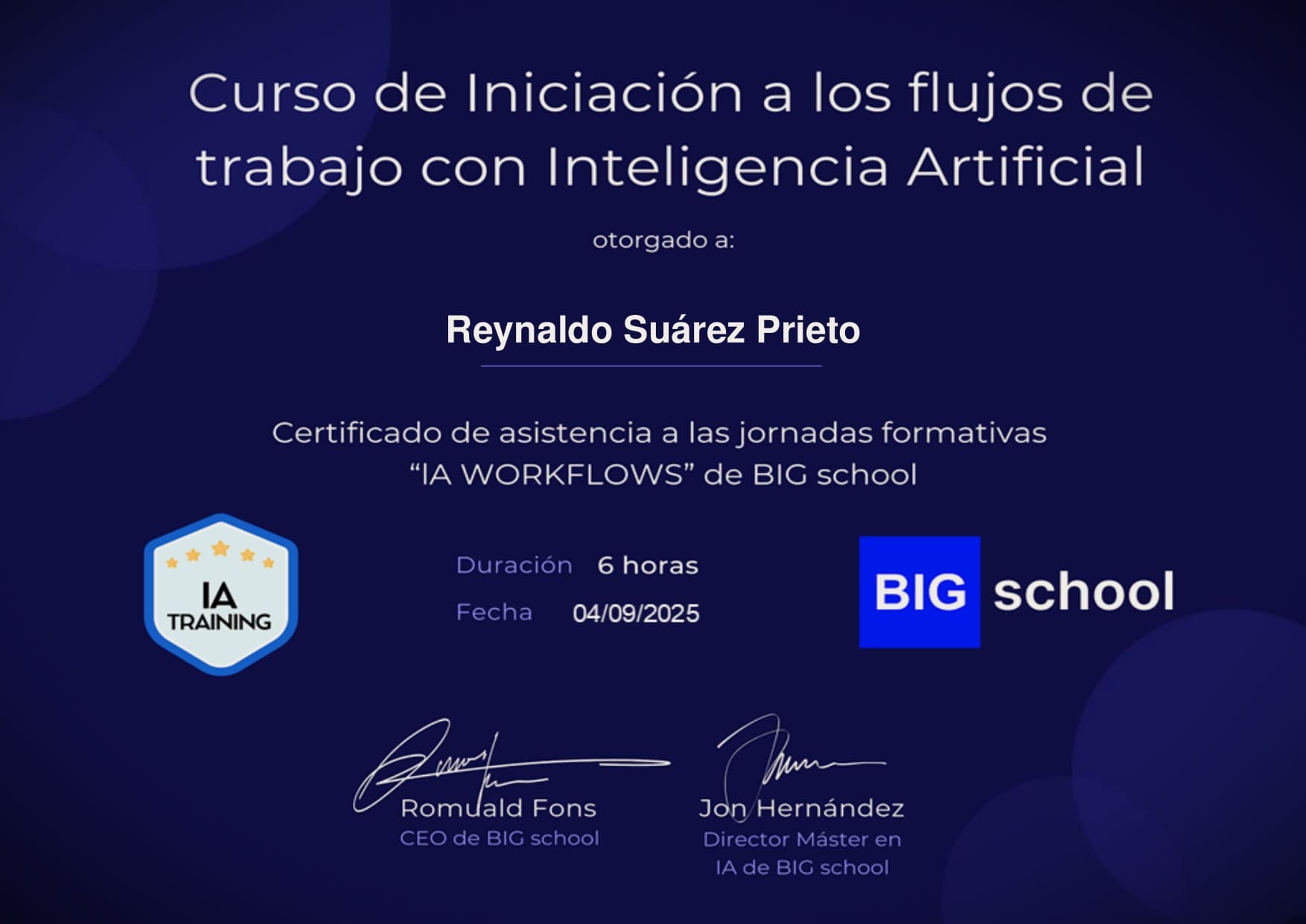 Certificación 'AI Workflows' - BigSchool