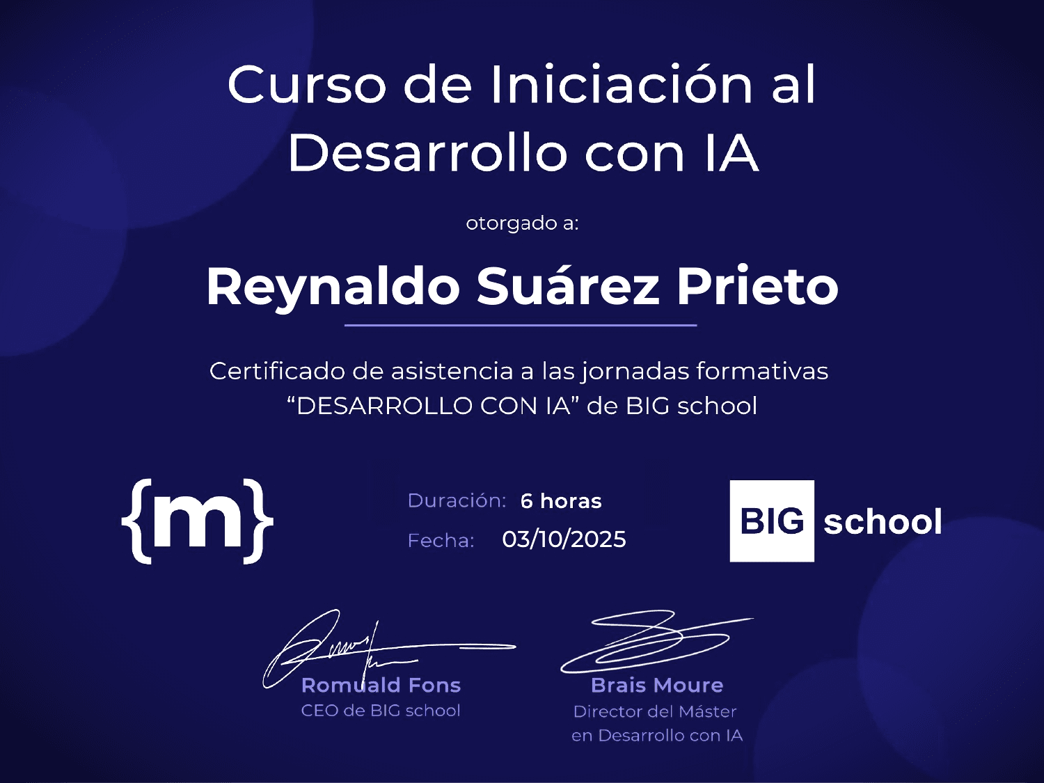Certificación 'Desarrollo con IA' - BigSchool