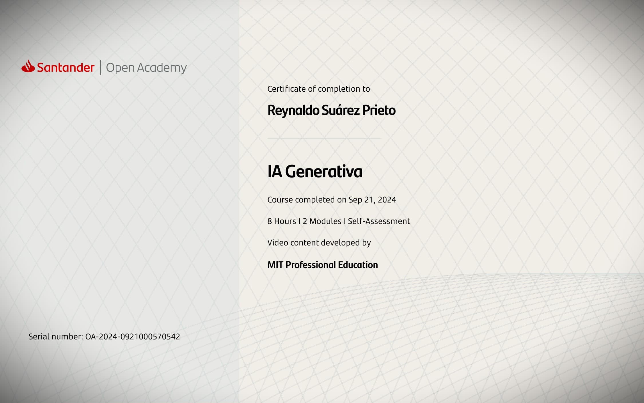 Certificación 'IA Generativa' - MIT-Santander
